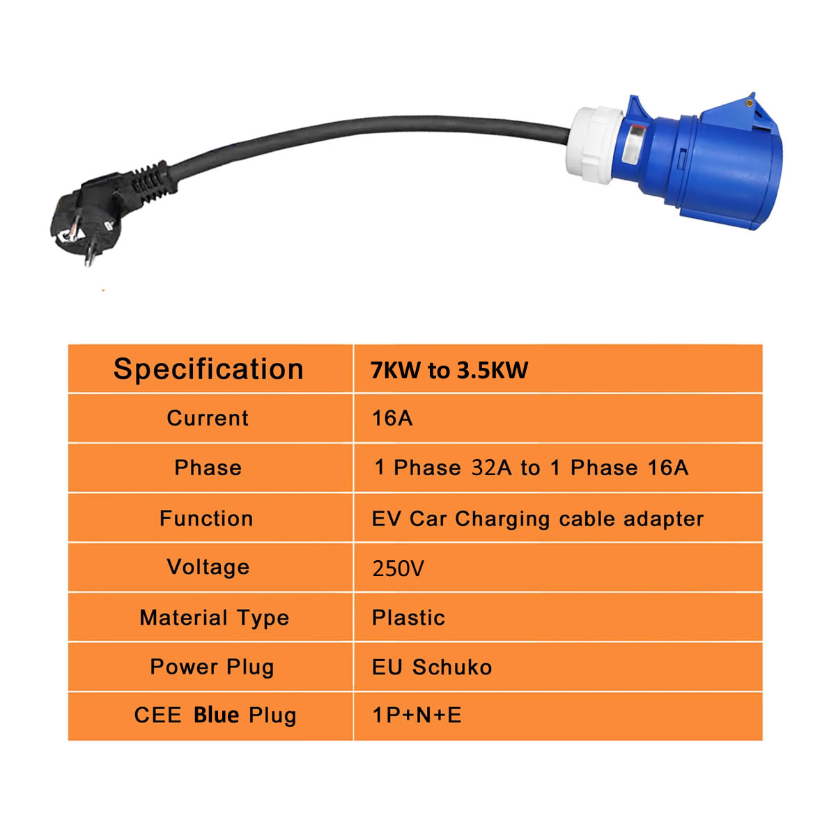 32A Blue CEE Socket to 16A EU  - đánh giá và giá Ev Charger Adapter
