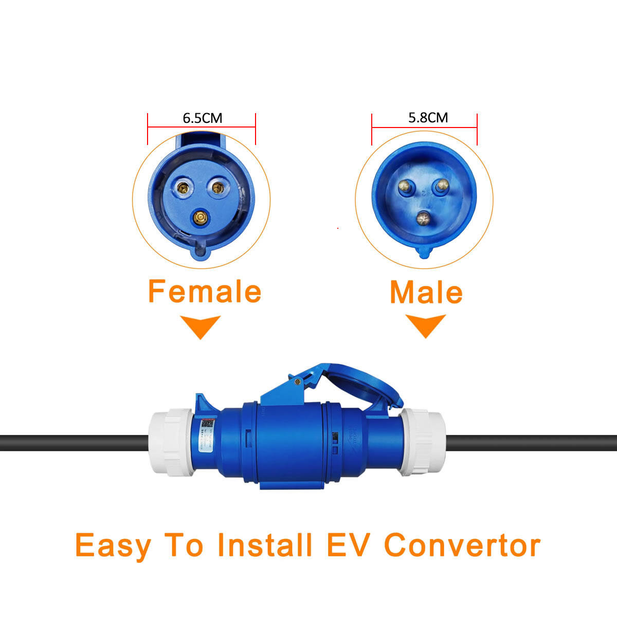32A Blue CEE Socket to 16A EU  - đánh giá và giá Ev Charger Adapter